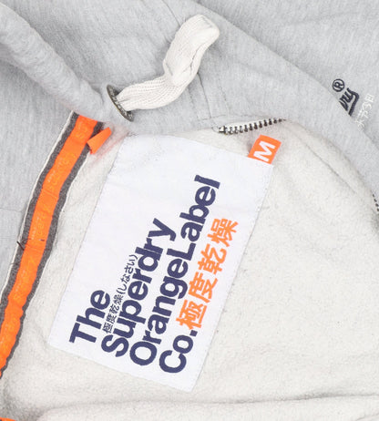 Superdry Men’s Grey Full Zip Hoodie M Orange Label Fleece