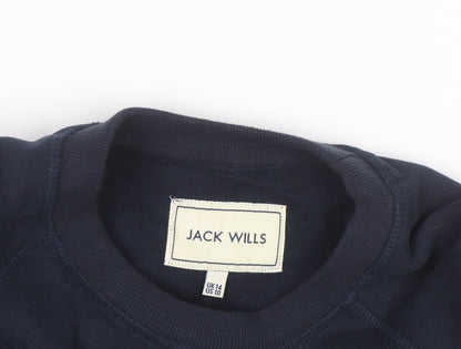 Jack Wills Unisex Adults Blue L Pullover Sweatshirt with Logo Print