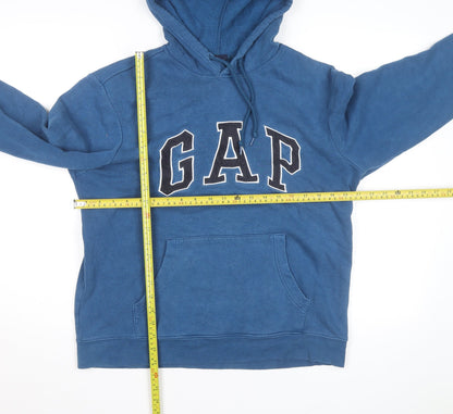 GAP Men Blue Pullover Hoodie M Logo Graphic Fleece Sweatshirt