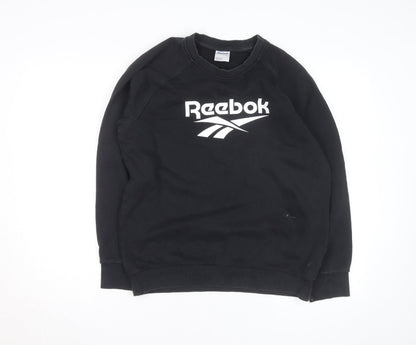 Reebok Unisex Black Medium Pullover Crew Neck Logo Sweatshirt