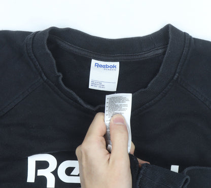 Reebok Unisex Black Medium Pullover Crew Neck Logo Sweatshirt