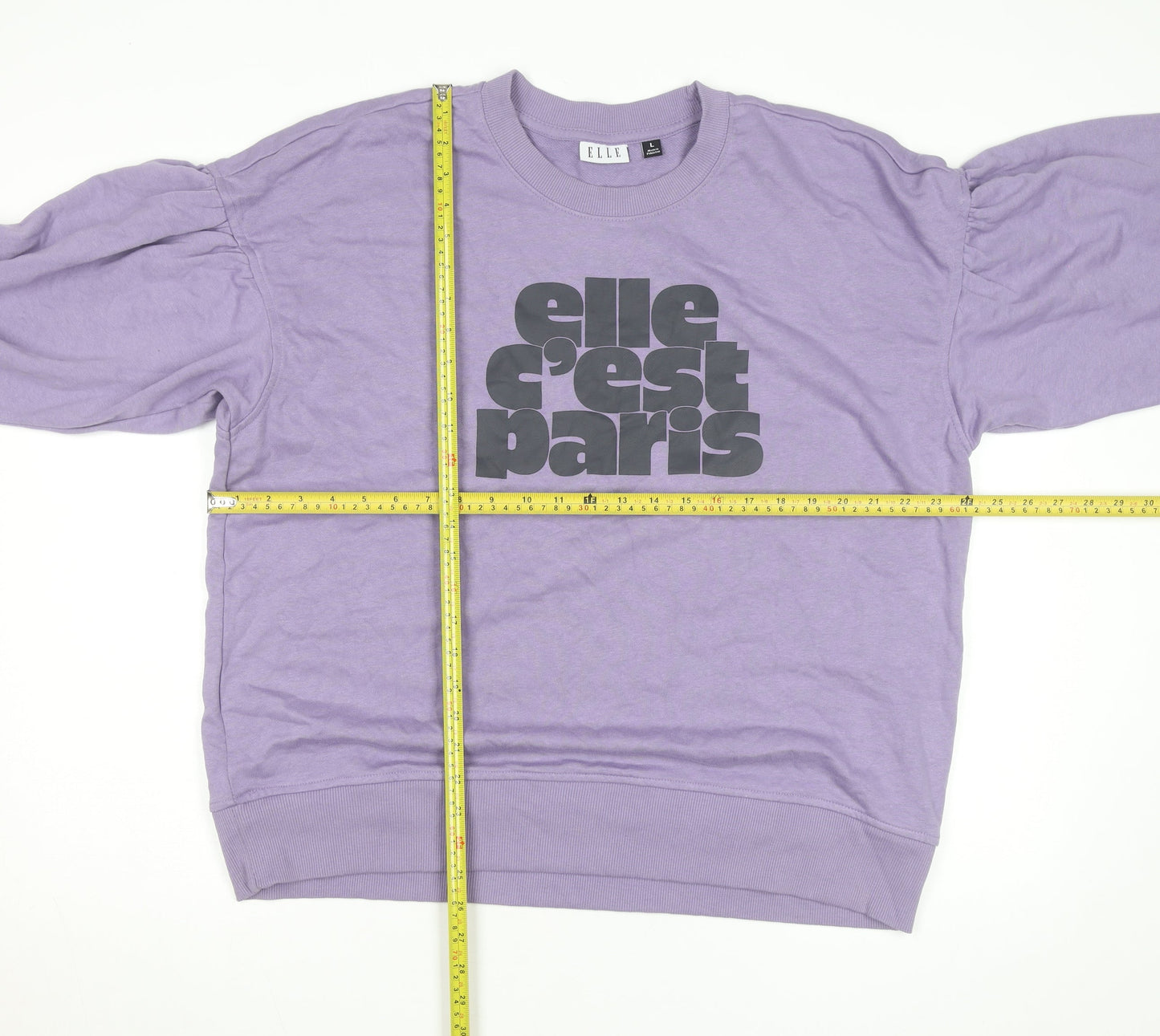 ELLE Unisex Adults Purple Graphic Print Crew Neck Sweatshirt L