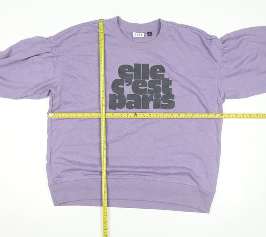 ELLE Unisex Adults Purple Graphic Print Crew Neck Sweatshirt L