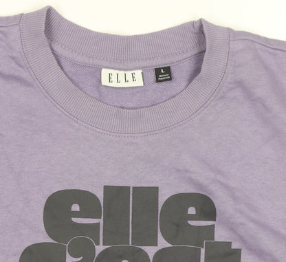 ELLE Unisex Adults Purple Graphic Print Crew Neck Sweatshirt L