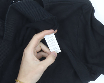 The Bearhug Co Men's Black Medium Crew Neck Embroidered Wolf Sweatshirt