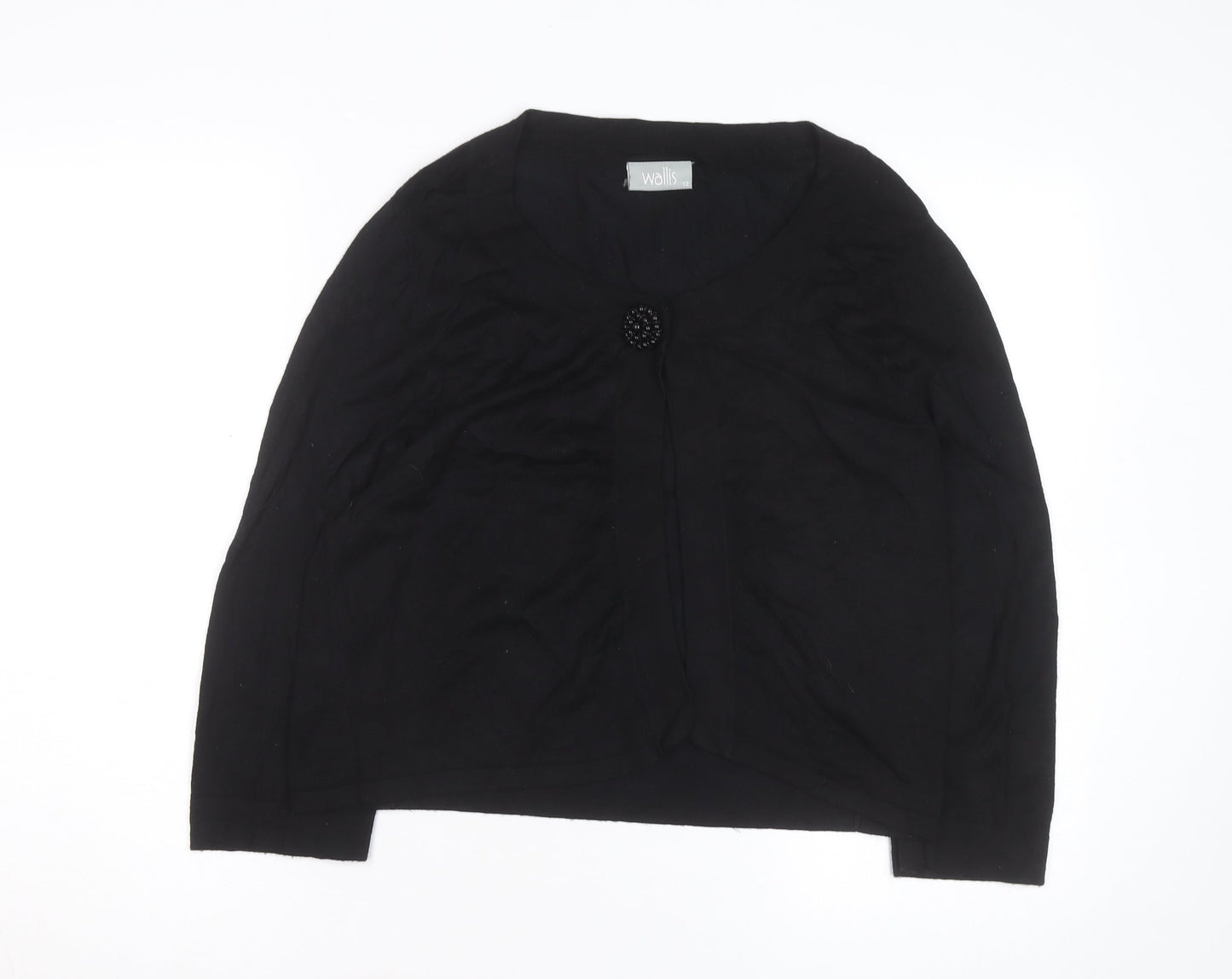 Wallis Women Black Size 12 Button Knit Cardigan Jumper