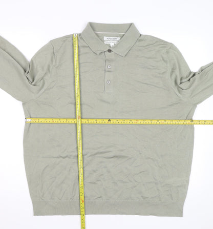 Marks and Spencer Autograph Men's Green 2XL Merino Wool Long Sleeve Polo Shirt
