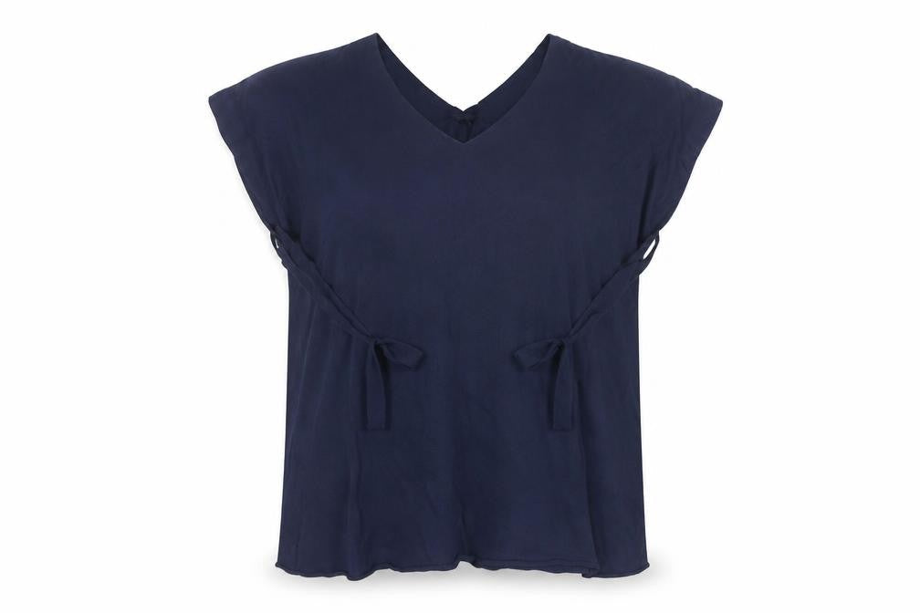 Annette Görtz Women Navy Blue L Tunic Jumper Belted V-Neck Knit Top
