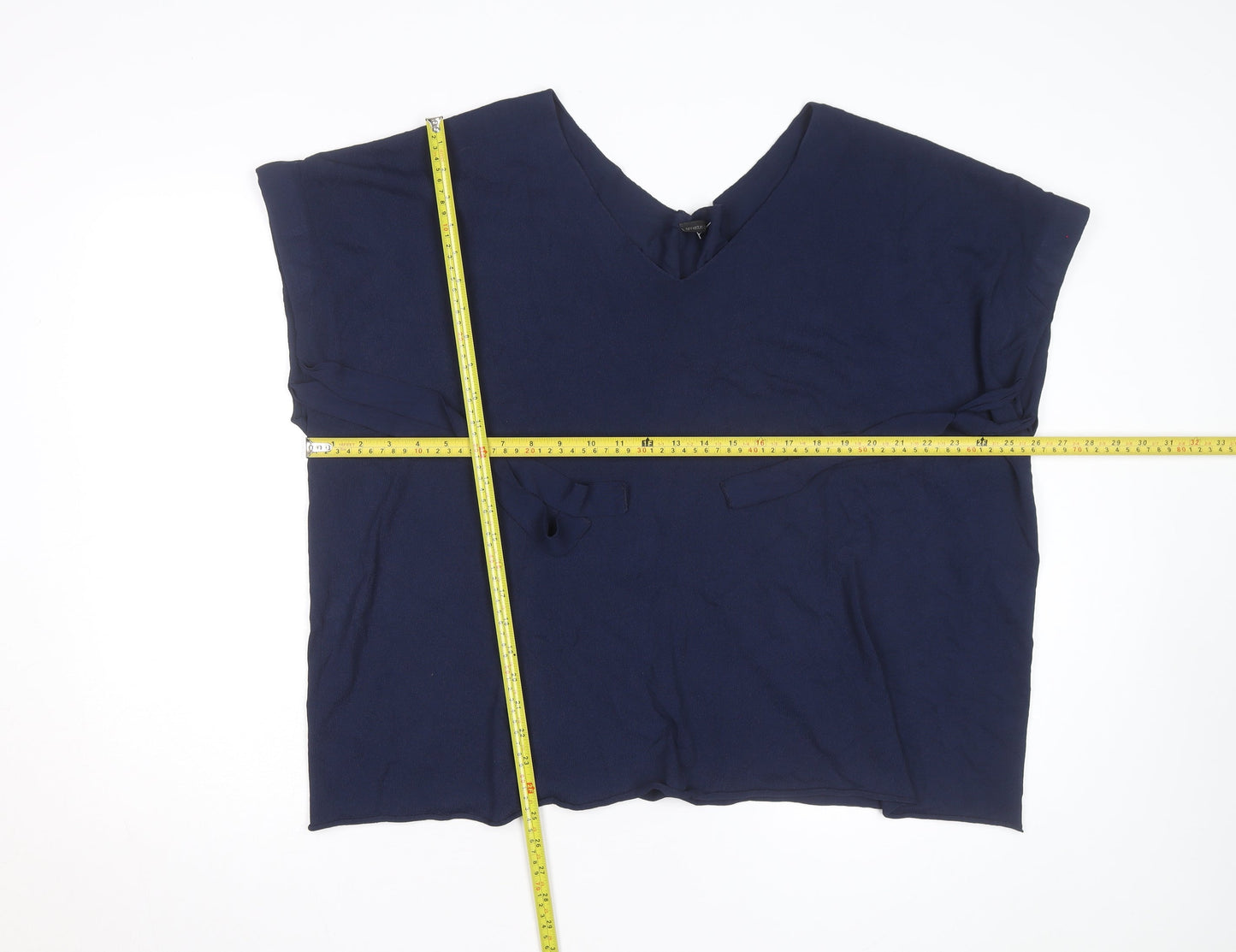 Annette Görtz Women Navy Blue L Tunic Jumper Belted V-Neck Knit Top