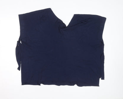 Annette Görtz Women Navy Blue L Tunic Jumper Belted V-Neck Knit Top