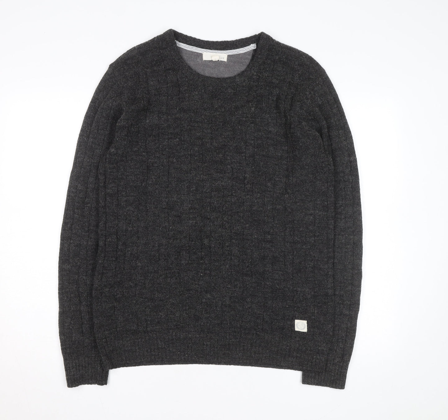 Suit Men Grey Wool Alpaca Crew Neck Knit Jumper Size M