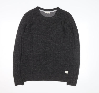 Suit Men Grey Wool Alpaca Crew Neck Knit Jumper Size M