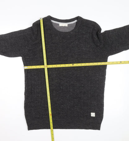 Suit Men Grey Wool Alpaca Crew Neck Knit Jumper Size M
