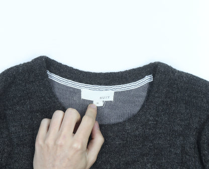 Suit Men Grey Wool Alpaca Crew Neck Knit Jumper Size M