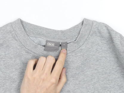 ASOS Men’s Grey Pullover Sweatshirt Size M Regular Fit Crew Neck