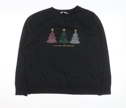 Tu Men’s Black Christmas Rhinestone Sweatshirt Medium