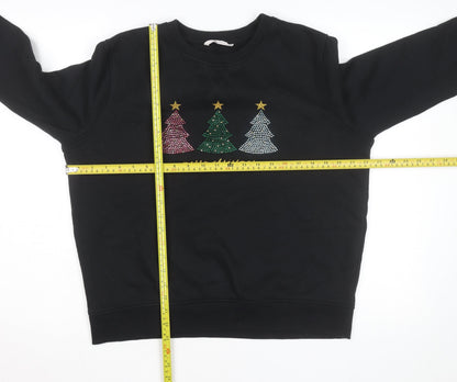 Tu Men’s Black Christmas Rhinestone Sweatshirt Medium
