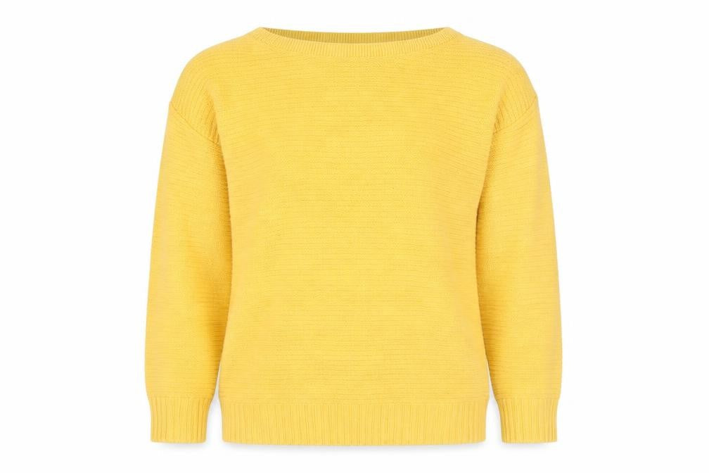 WoolOvers Men's Yellow Cotton Crew Neck Knit Jumper Medium