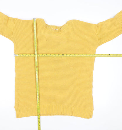 WoolOvers Men's Yellow Cotton Crew Neck Knit Jumper Medium