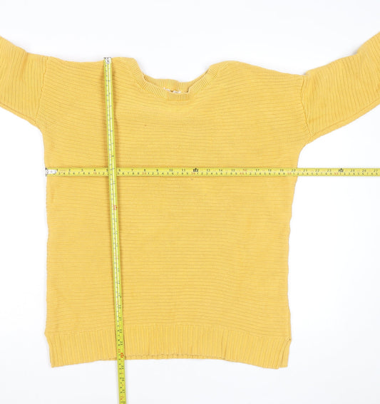 WoolOvers Men's Yellow Cotton Crew Neck Knit Jumper Medium