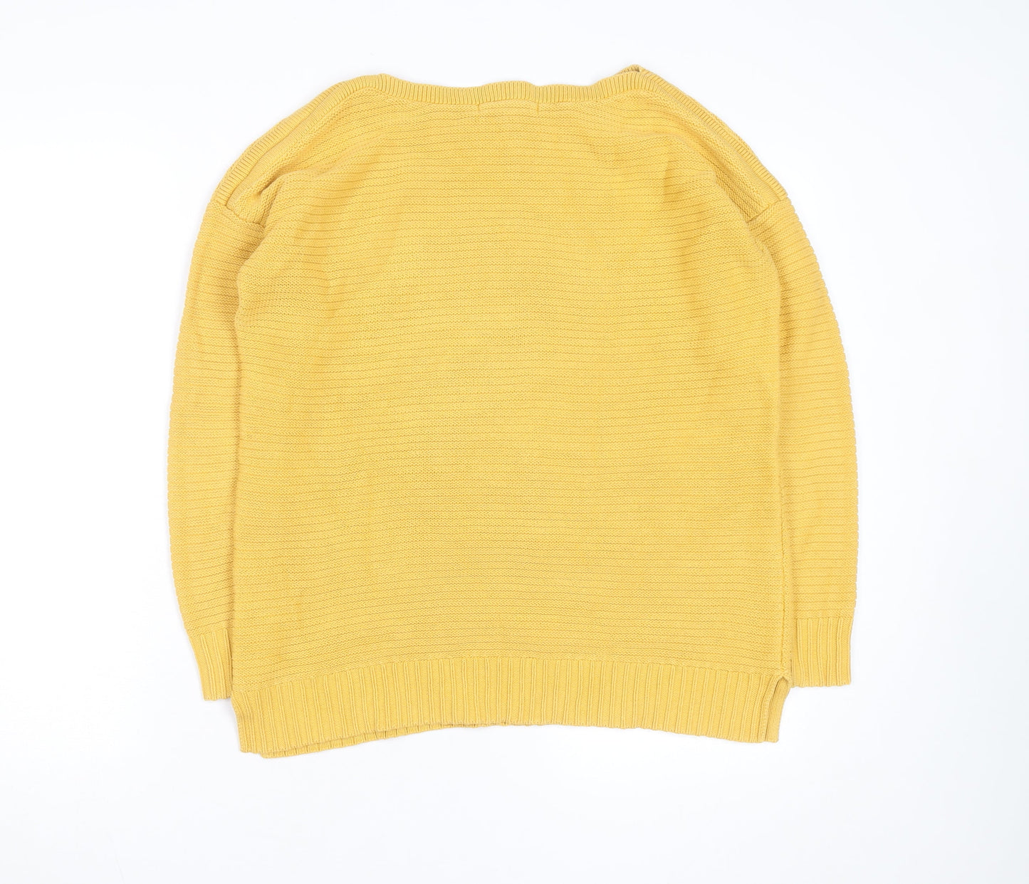 WoolOvers Men's Yellow Cotton Crew Neck Knit Jumper Medium
