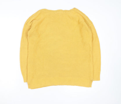 WoolOvers Men's Yellow Cotton Crew Neck Knit Jumper Medium