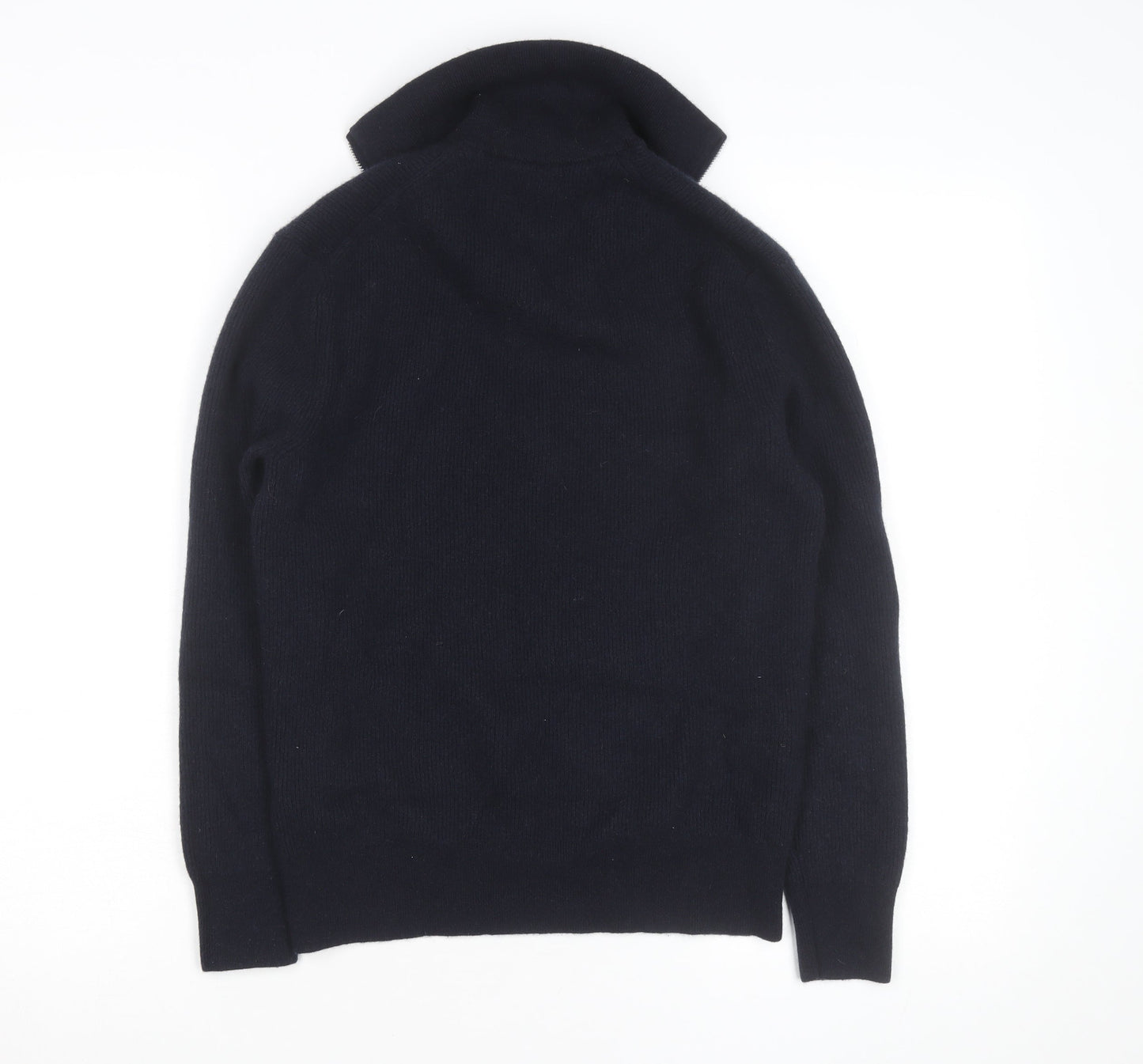 Massimo Dutti Men’s Black Wool 1/2 Zip Jumper Size L High Neck Classic
