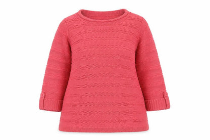 Debenhams Women’s Pink Open-Knit 3/4 Sleeve Pullover Jumper Size 16