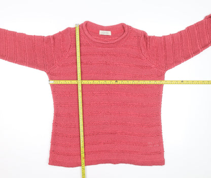 Debenhams Women’s Pink Open-Knit 3/4 Sleeve Pullover Jumper Size 16