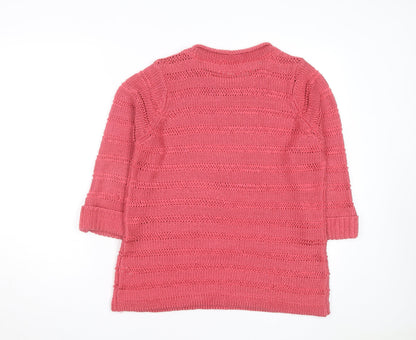 Debenhams Women’s Pink Open-Knit 3/4 Sleeve Pullover Jumper Size 16