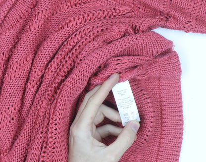 Debenhams Women’s Pink Open-Knit 3/4 Sleeve Pullover Jumper Size 16
