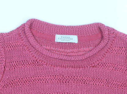 Debenhams Women’s Pink Open-Knit 3/4 Sleeve Pullover Jumper Size 16