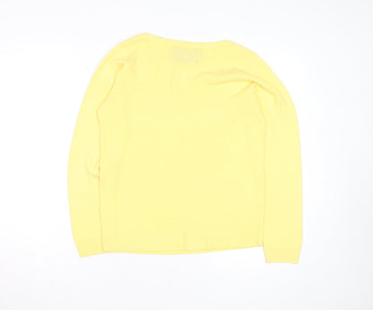 Maine New England Women's Yellow Crew Neck Jumper Size 12 Cotton Knit