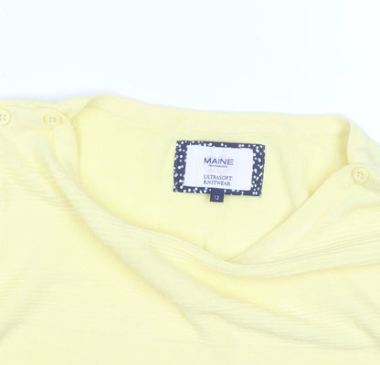 Maine New England Women's Yellow Crew Neck Jumper Size 12 Cotton Knit