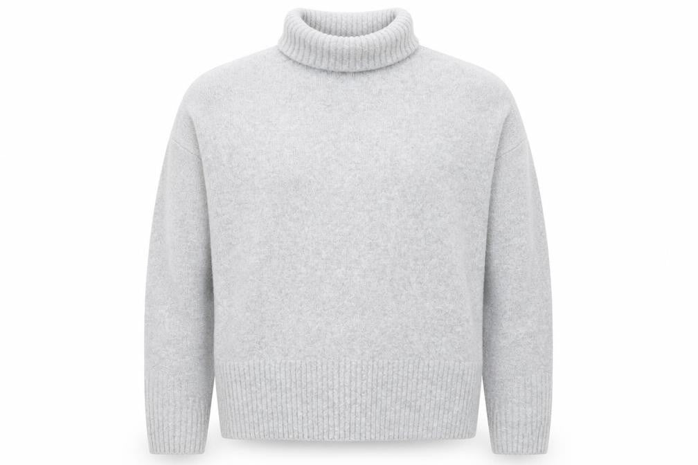 Front view of & Other Stories unisex grey roll neck wool alpaca jumper xs