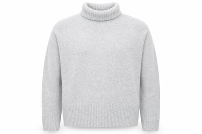Front view of & Other Stories unisex grey roll neck wool alpaca jumper xs