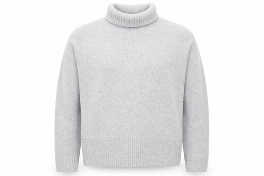 Front view of & Other Stories unisex grey roll neck wool alpaca jumper xs