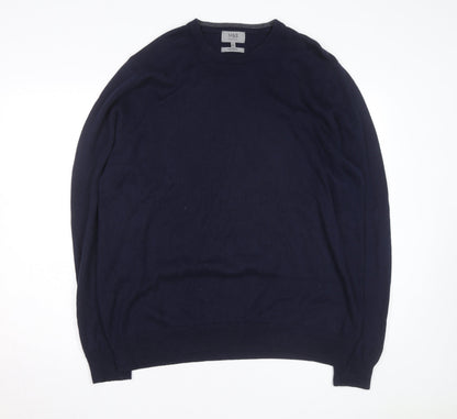 Marks and Spencer Men's Blue XL Cotton Crew Neck Jumper