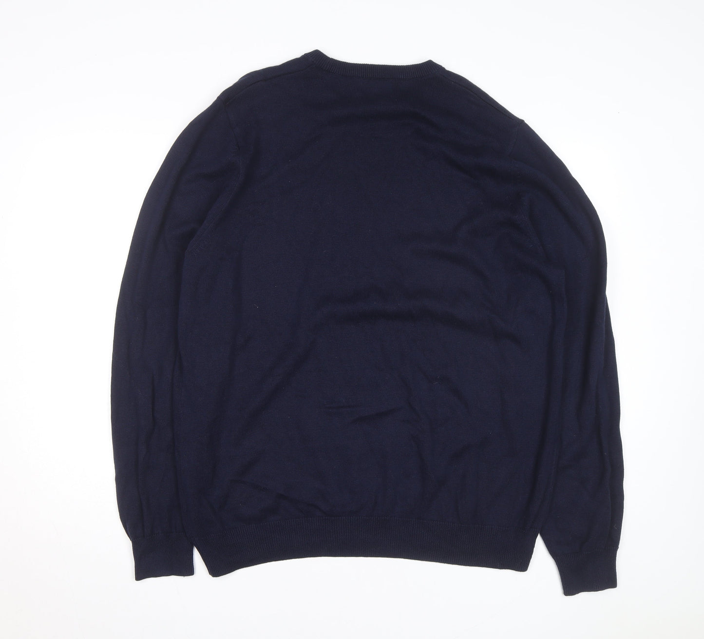Marks and Spencer Men's Blue XL Cotton Crew Neck Jumper