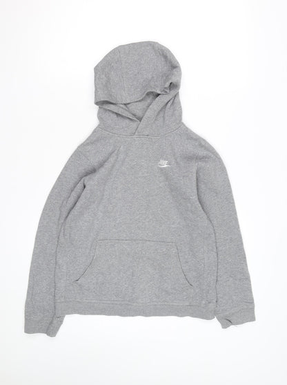 Nike Boys Grey Pullover Hoodie Sz 12-13 Years Cotton Blend Logo