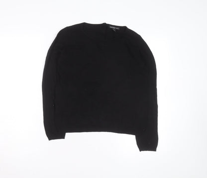 Mango Women Black XS Crew Neck Knit Pullover Jumper