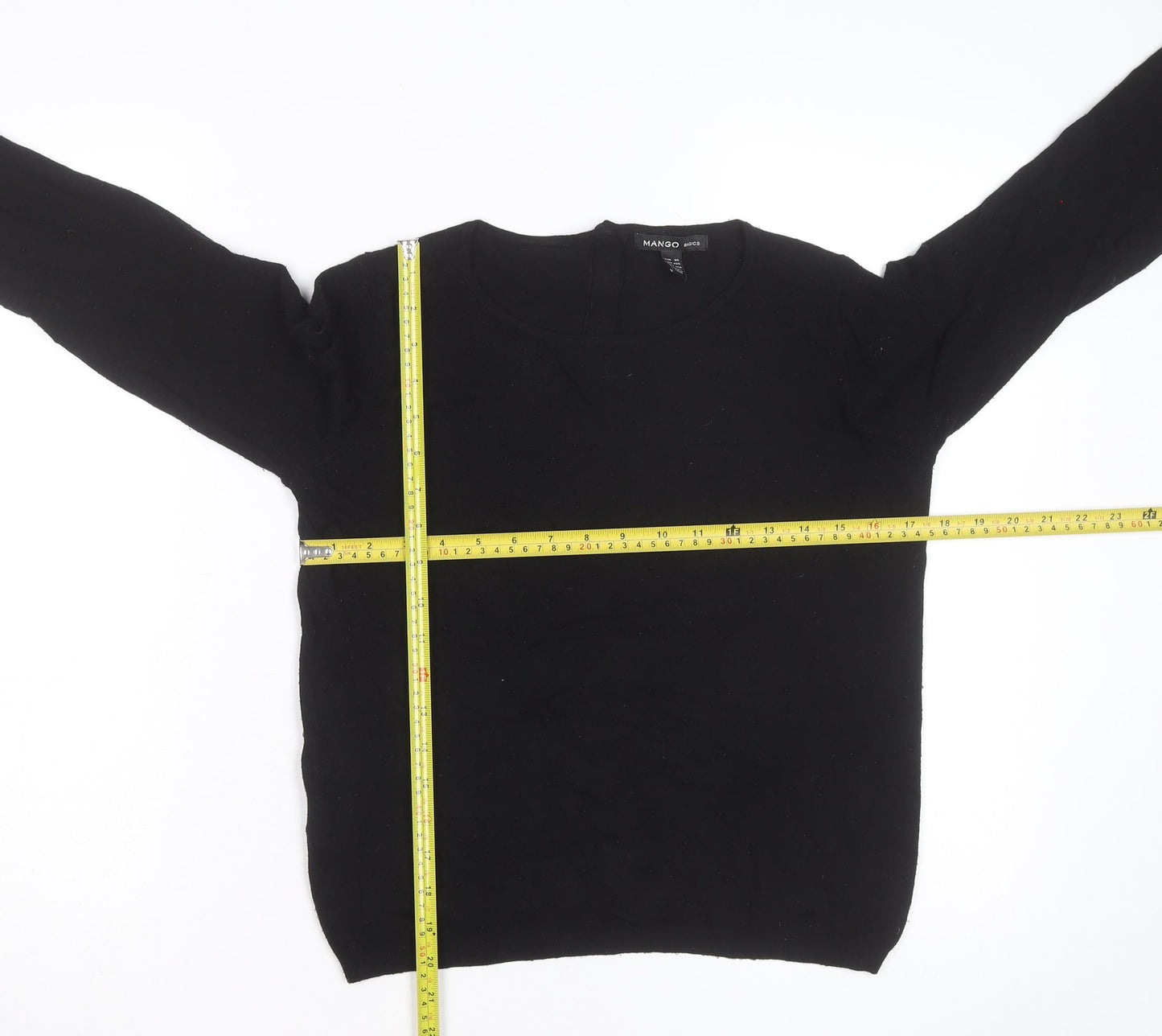 Mango Women Black XS Crew Neck Knit Pullover Jumper