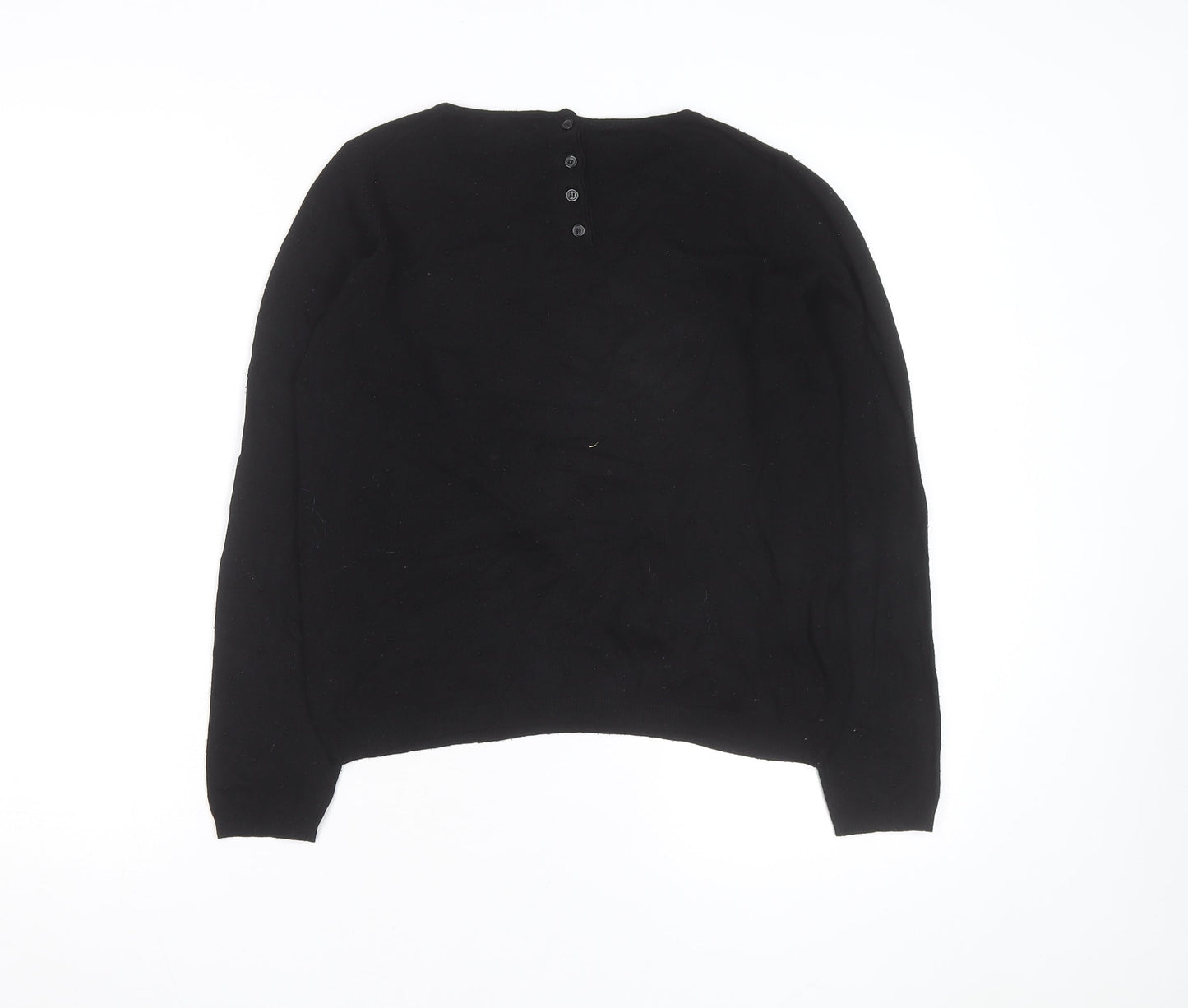 Mango Women Black XS Crew Neck Knit Pullover Jumper