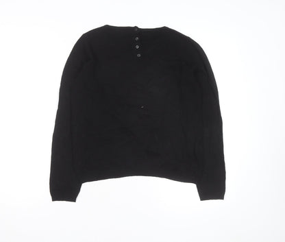 Mango Women Black XS Crew Neck Knit Pullover Jumper