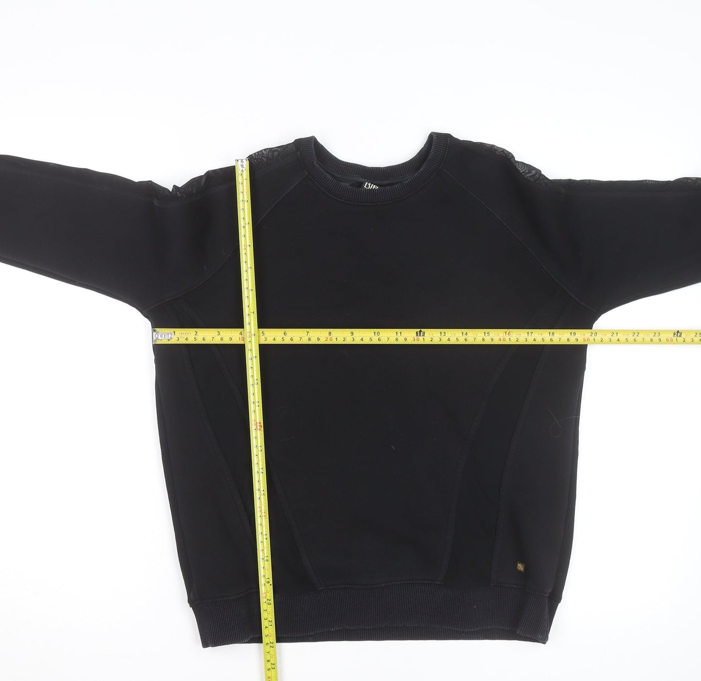 Biba Women Black Size 8 Lace Panel Pullover Sweatshirt