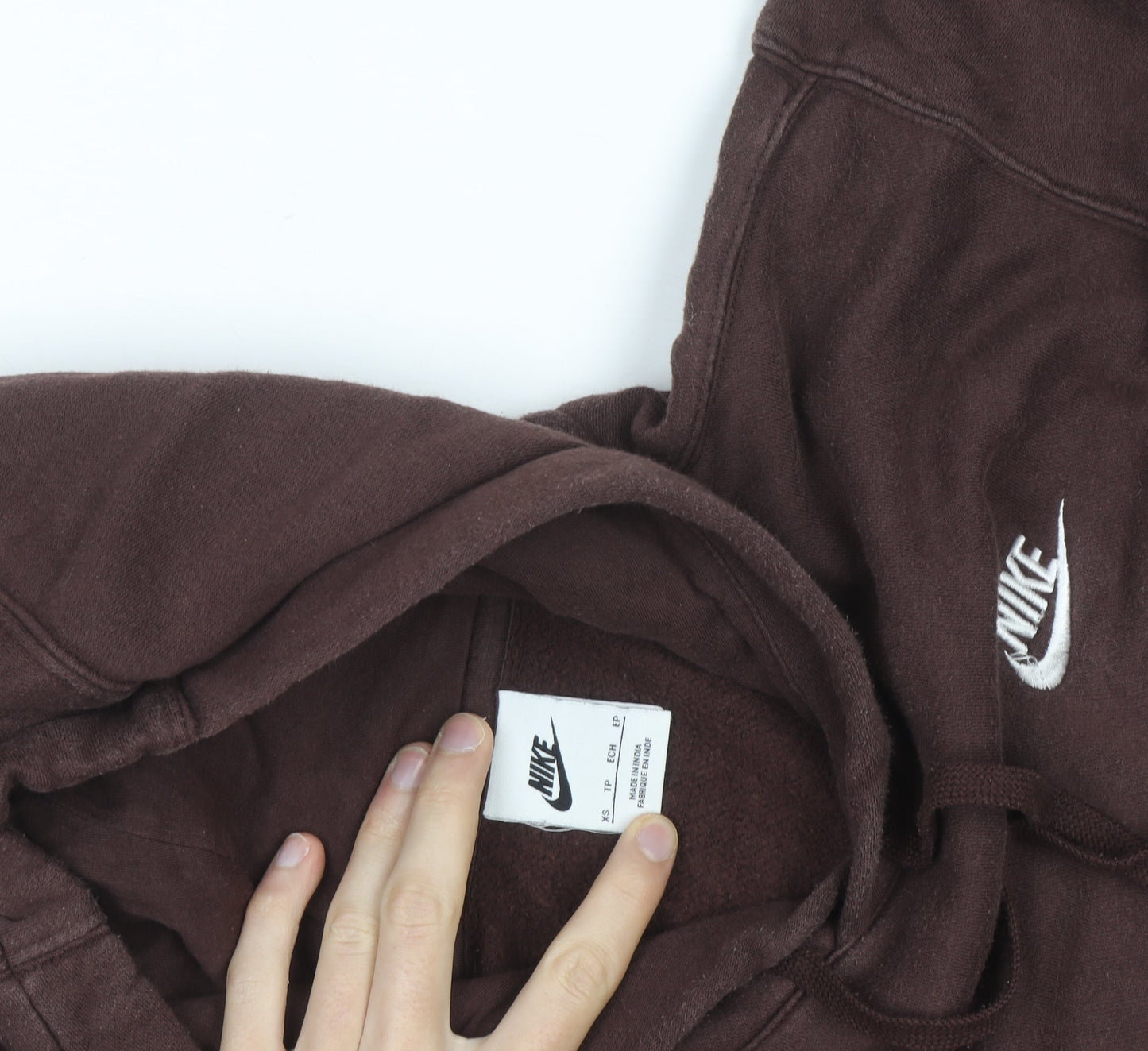 Nike Men's Brown Pullover Hoodie XS Fleece Logo Sweatshirt