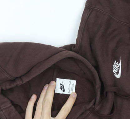 Nike Men's Brown Pullover Hoodie XS Fleece Logo Sweatshirt
