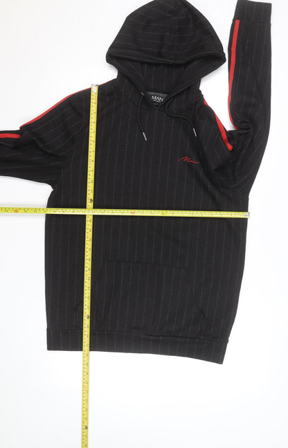 BoohooMAN Men’s Black Striped Pullover Hoodie Size M
