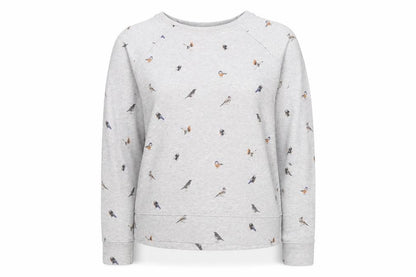 Barbour Women Grey Bird Print Cotton Sweatshirt Size 10 UK