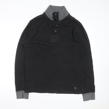 Hugo Boss Men's Black 2XL Stand Collar Long Sleeve Casual Top